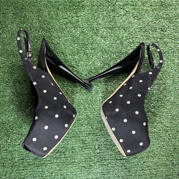 Giuseppe Zanotti Black Polka Dots Peep Toe Slingback Platform High Heels 38.5 - Picture 4 of 8